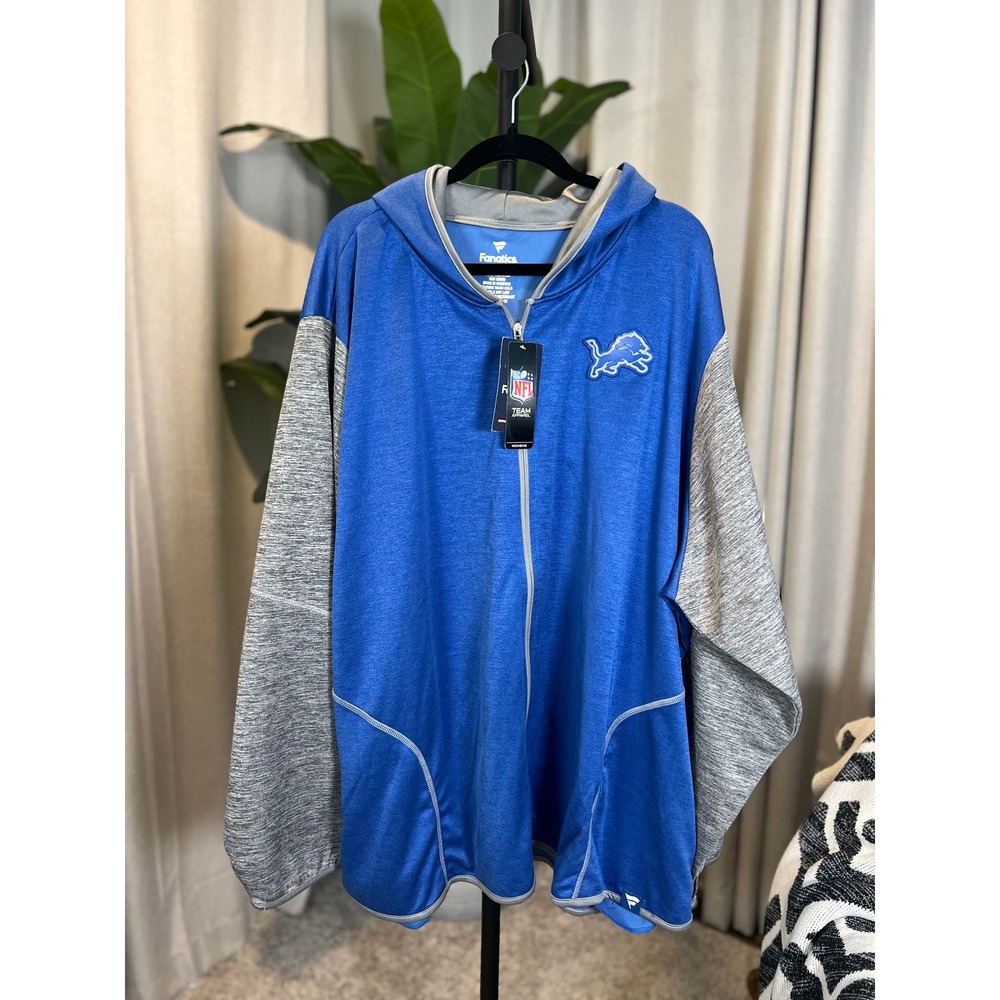 Fanatics NFL Detroit Lions Womens 4X Full Zip Hoodie Blue Gray Lightweight NWT